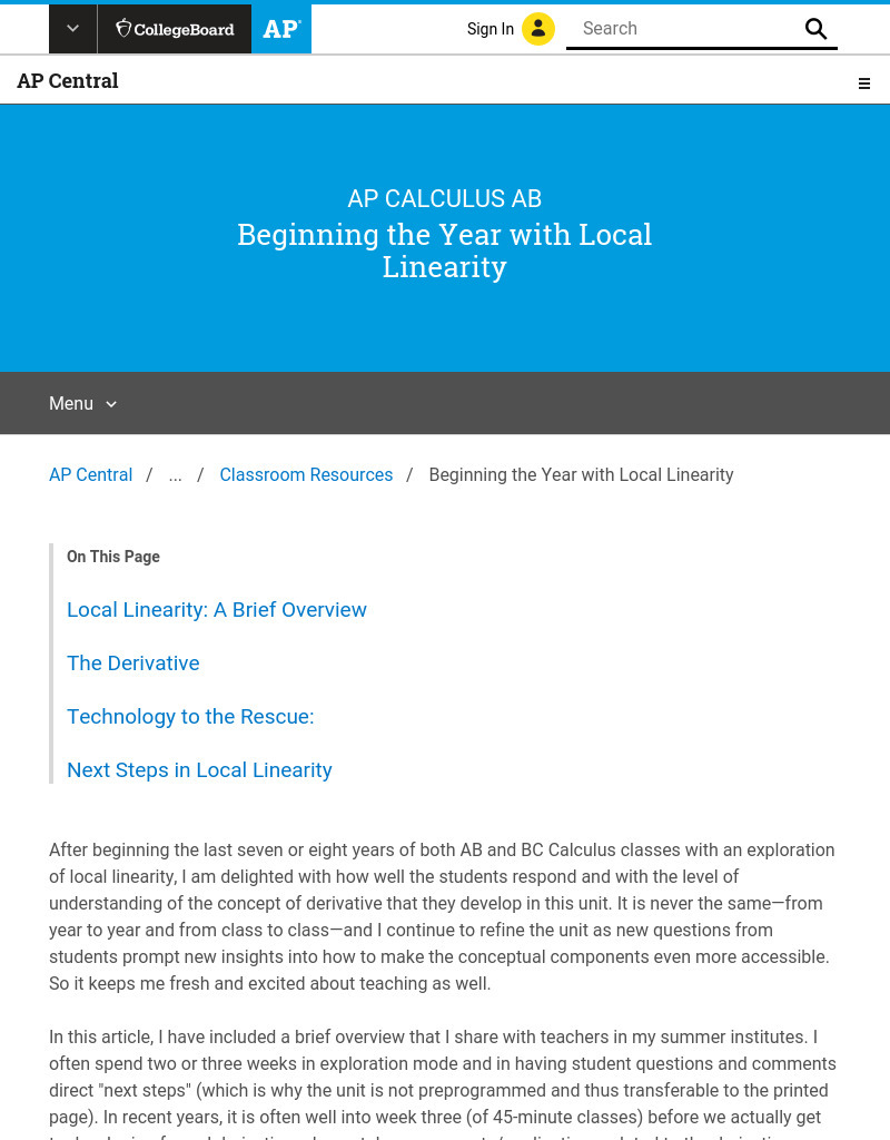 Beginning the Year with Local Linearity AP Test Prep