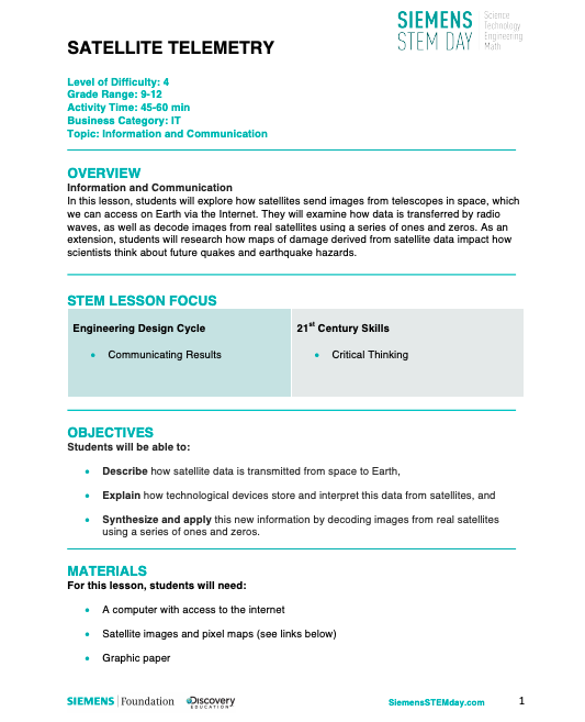 Satellite Telemetry Activity