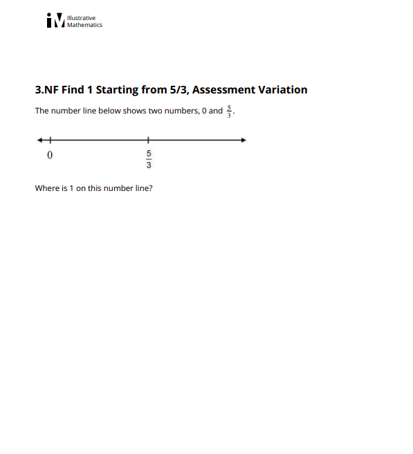 Find 1 Starting from 5/3, Assessment Variation Assessment