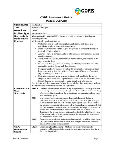 Science Fair Project Assessment