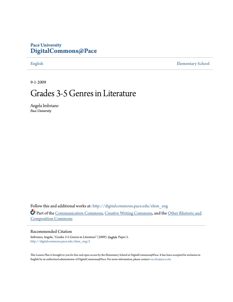 Genres in Literature Lesson Plan