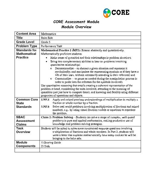 Bake Sale Assessment