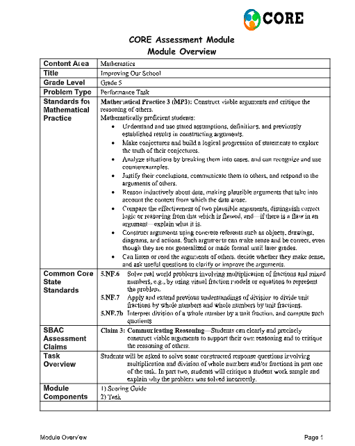 Improving Our Schools Assessment