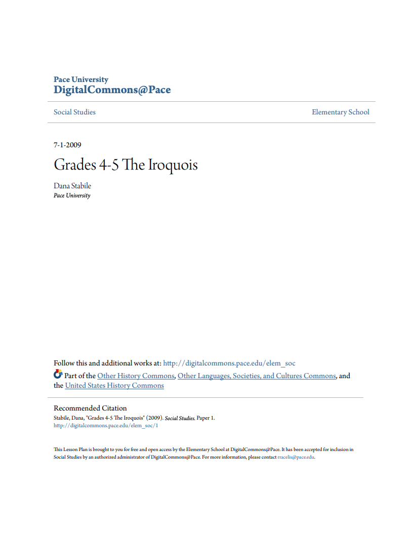 The Iroquois Lesson Plan