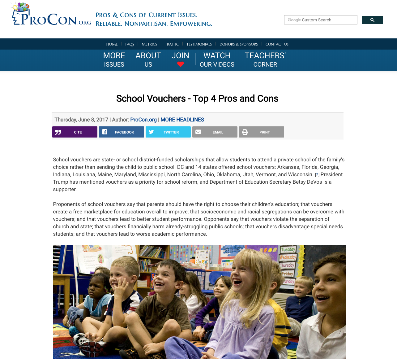 School Vouchers Handout