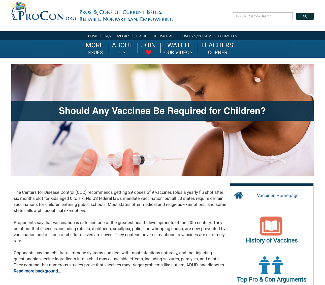 Vaccines for Kids Handout