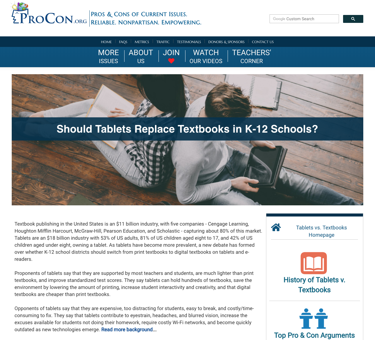 Tablets vs. Textbooks Handout