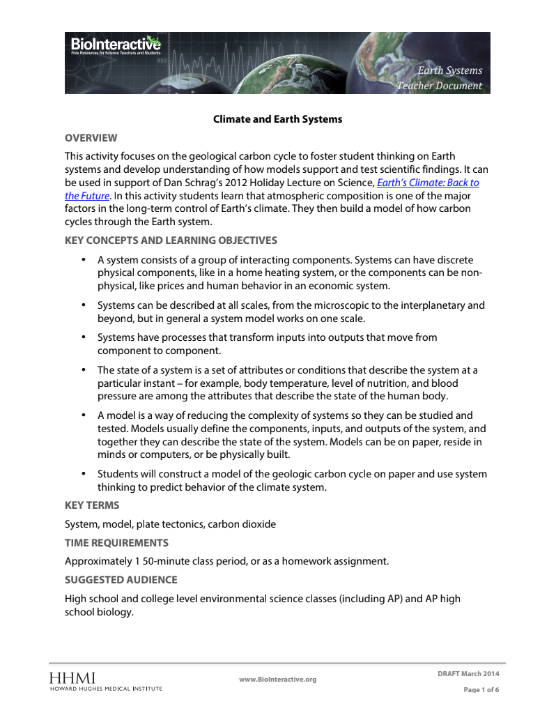 Climate and Earth Systems Activity