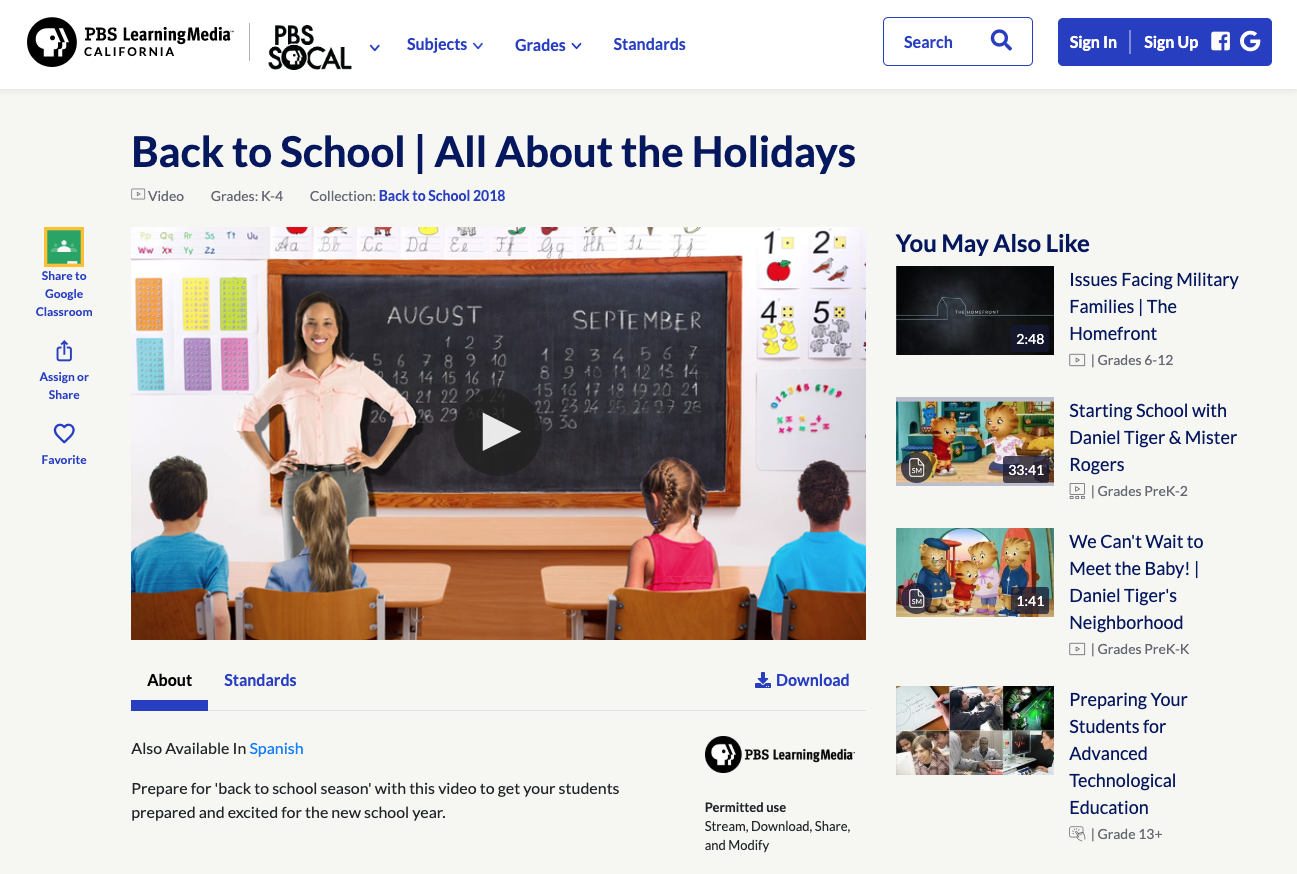 Back to School | All About the Holidays Instructional Video