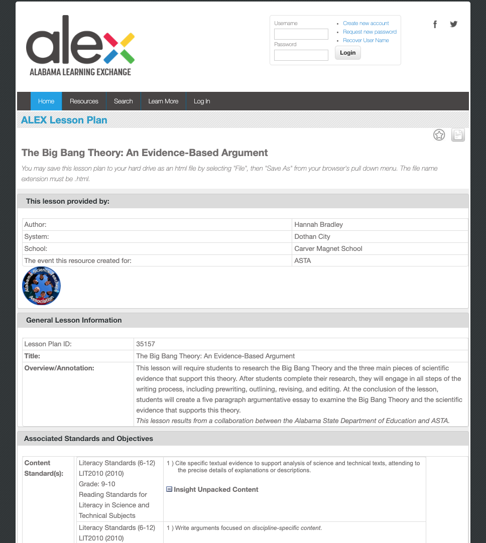 The Big Bang Theory: An Evidence-Based Argument Lesson Plan
