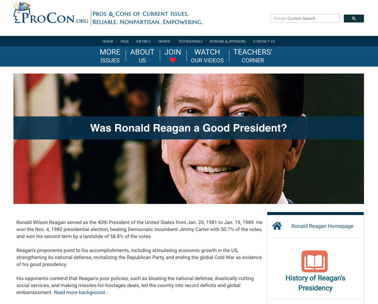 President Ronald Reagan Handout