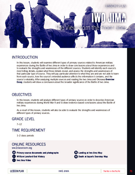 Iwo Jima: The View from the Front Lines Lesson Plan