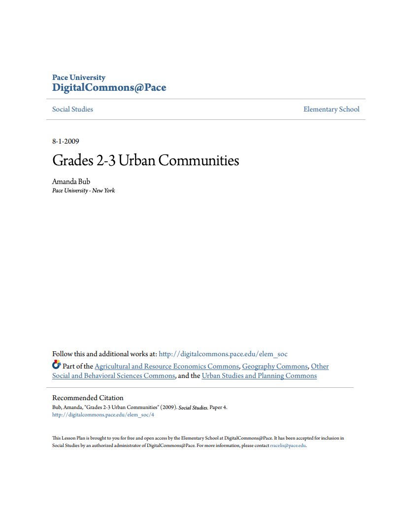 Urban Communities Lesson Plan