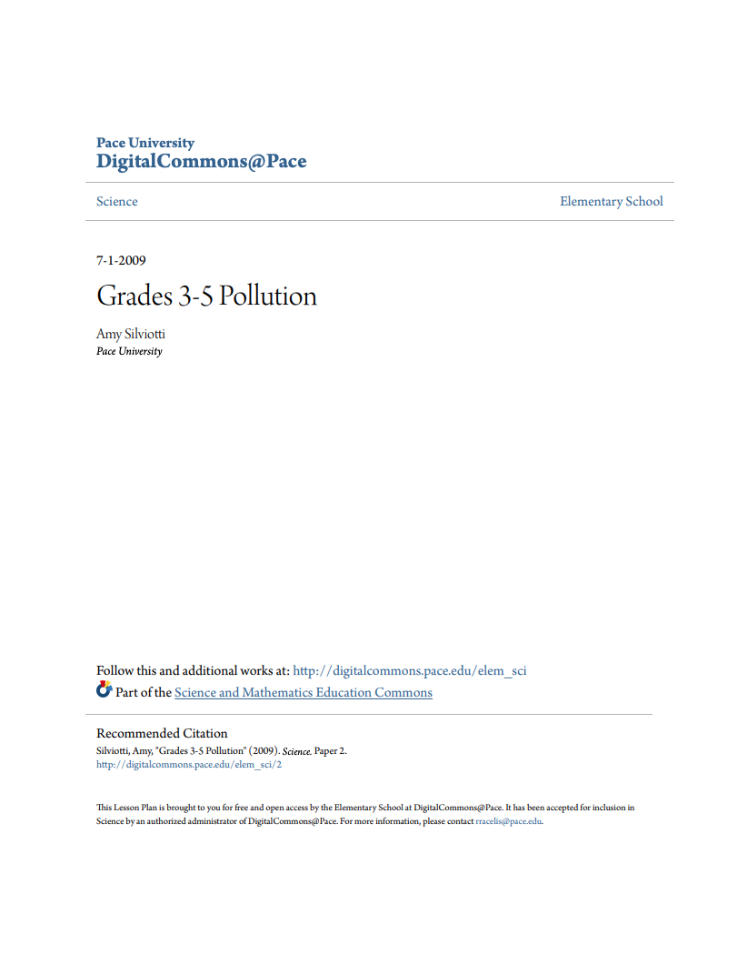 Pollution Lesson Plan