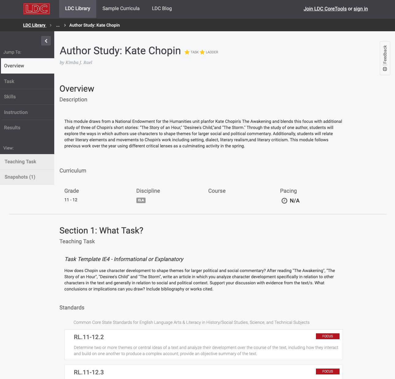 Author Study: Kate Chopin Lesson Plan