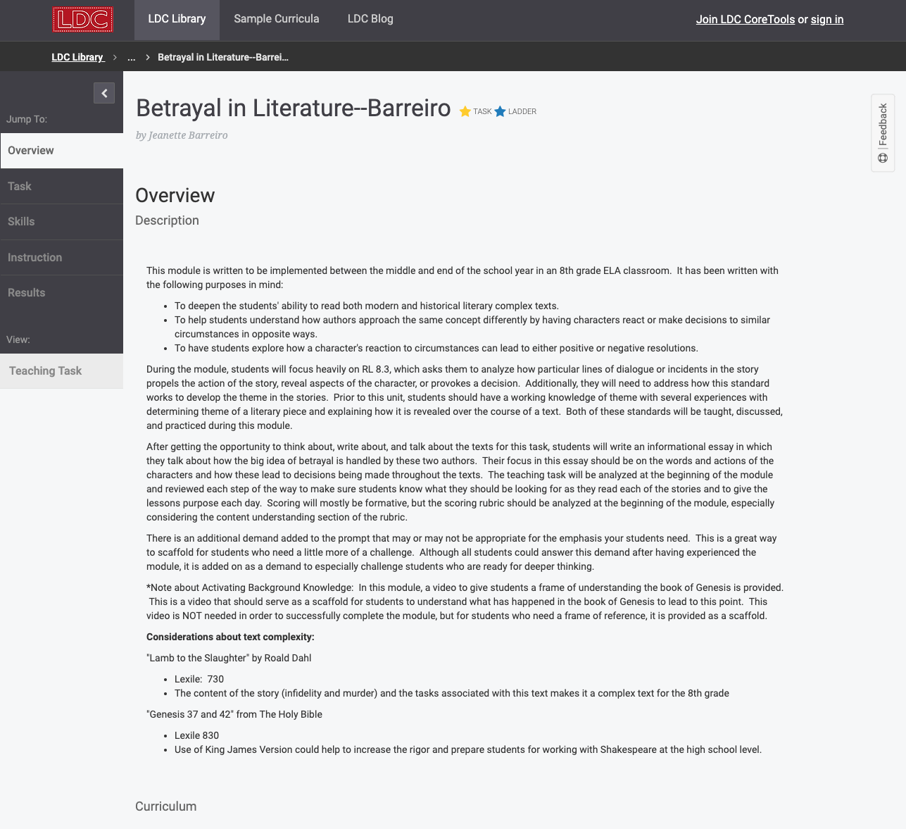 Betrayal in Literature—Barreiro Lesson Plan