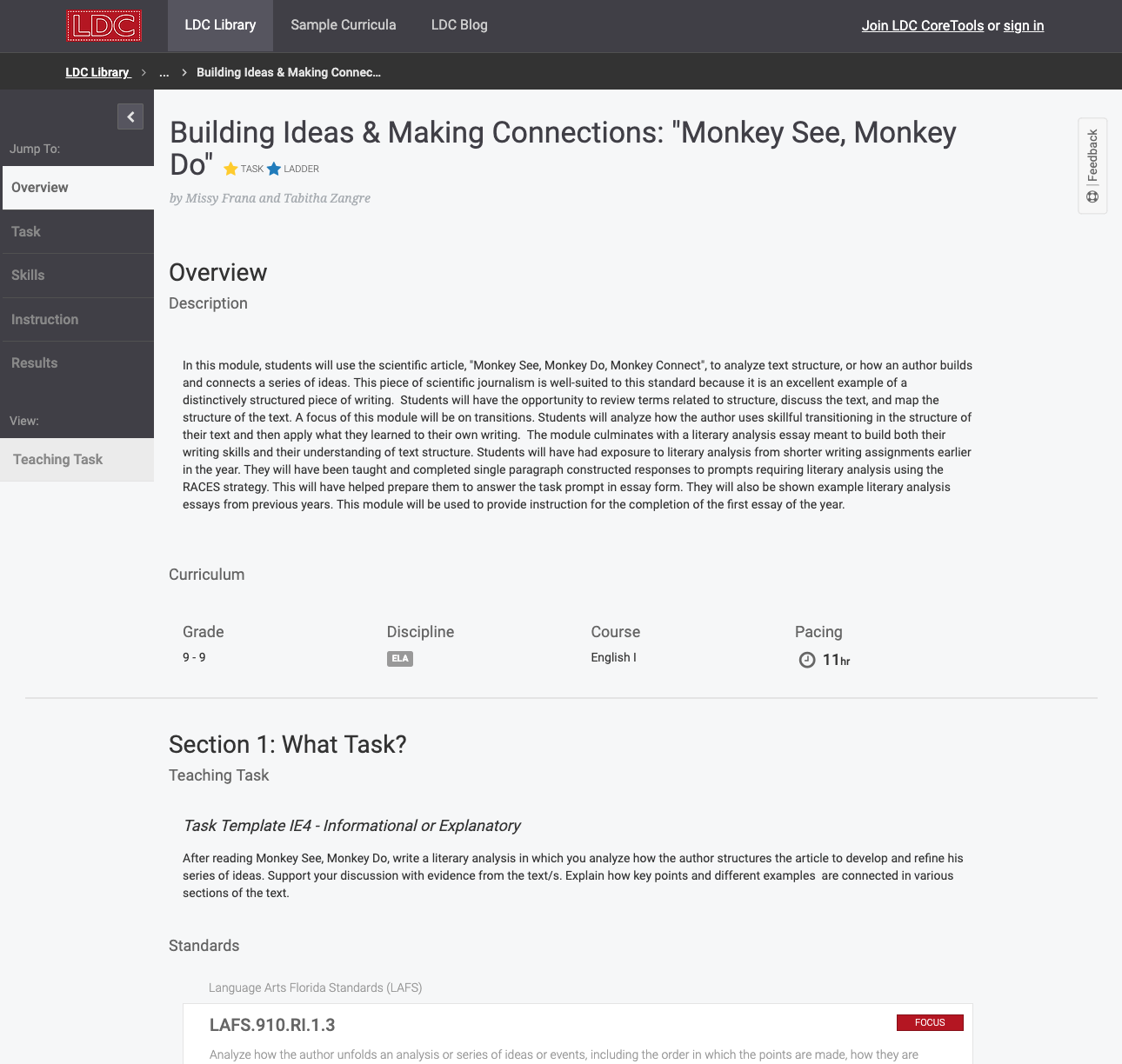 Building Ideas and Making Connections: "Monkey See, Monkey Do" Lesson Plan