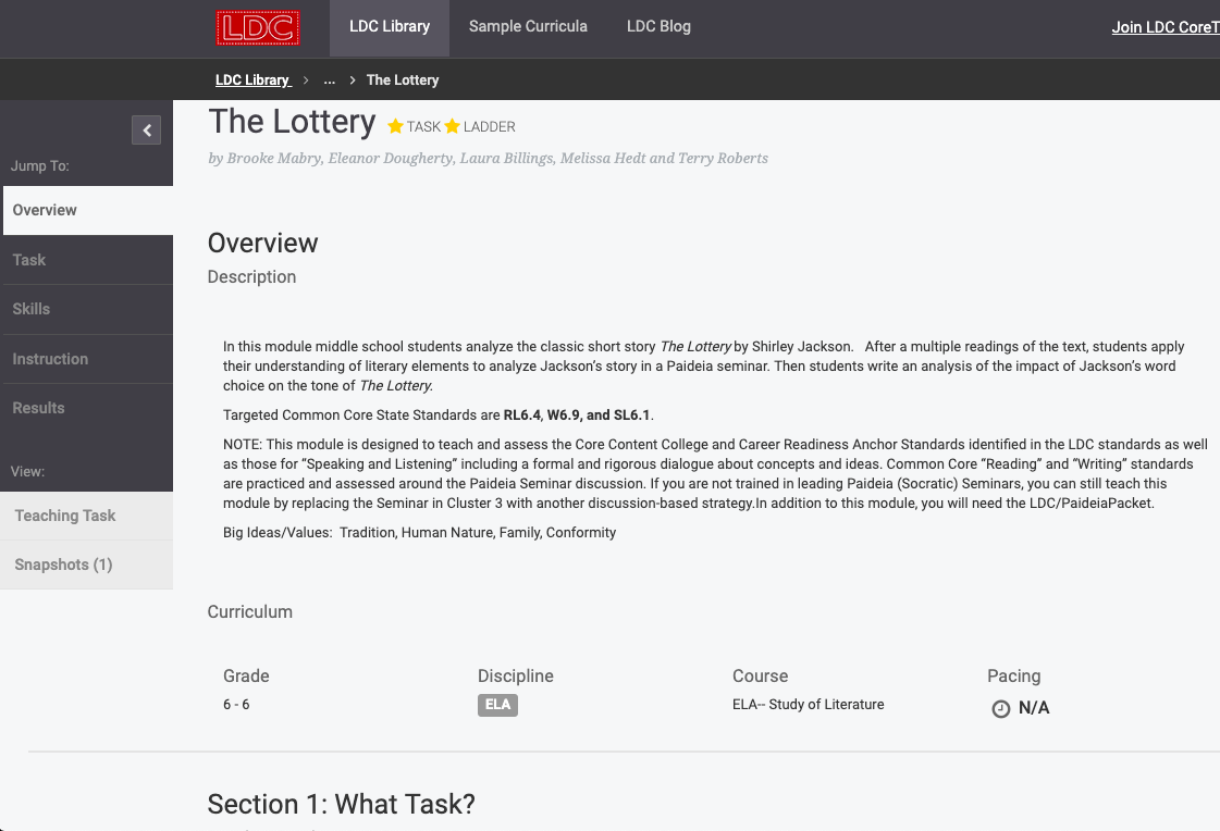 The Lottery Lesson Plan