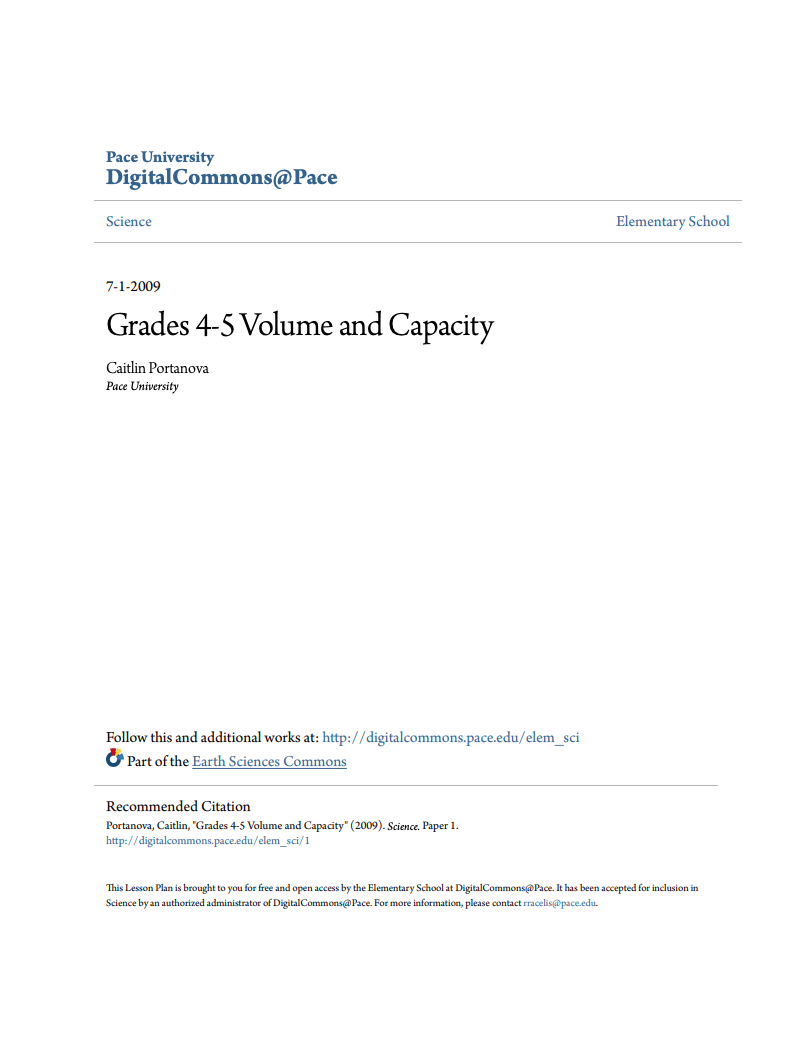 Volume and Capacity Lesson Plan