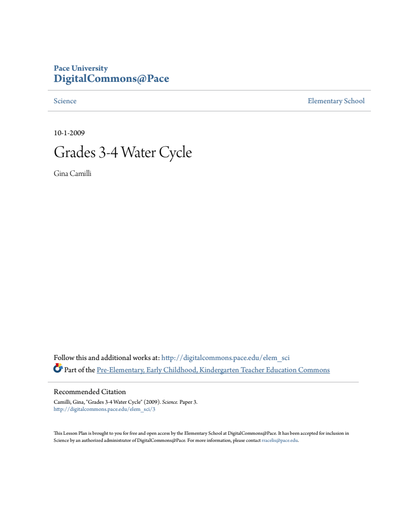 Water Cycle Lesson Plan