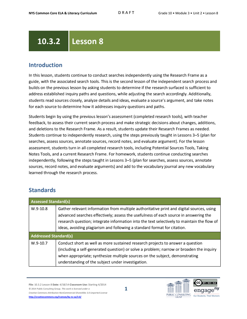 Grade 10 ELA Module 3: Unit 2, Lesson 8 Lesson Plan