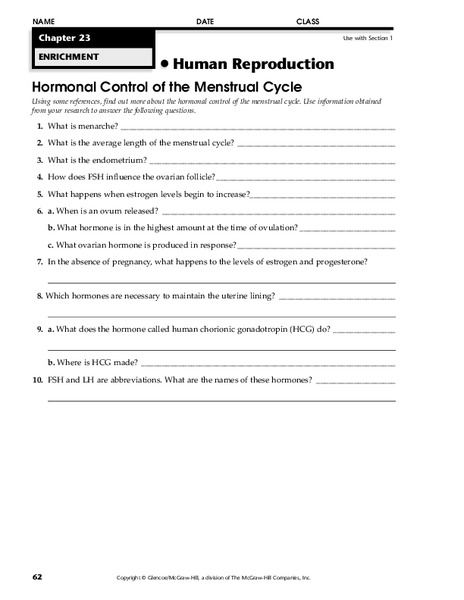 Human Reproduction Worksheet
