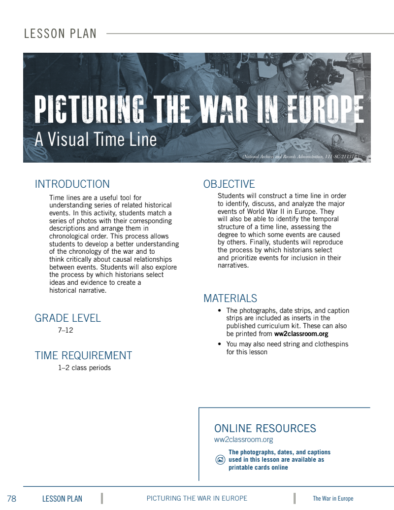 Picturing the War in Europe: A Visual Time Line Lesson Plan