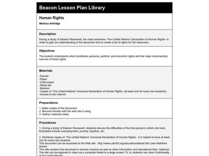 Human Rights Lesson Plan