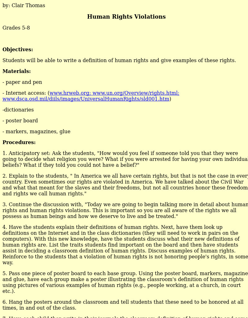 Human Rights Violations Unknown Type