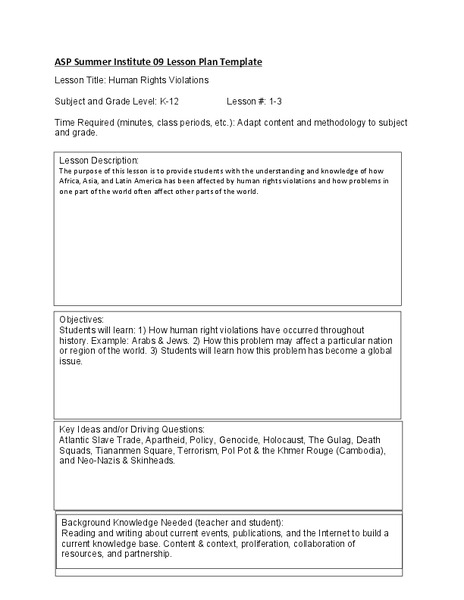 Human Rights Violations Lesson Plan