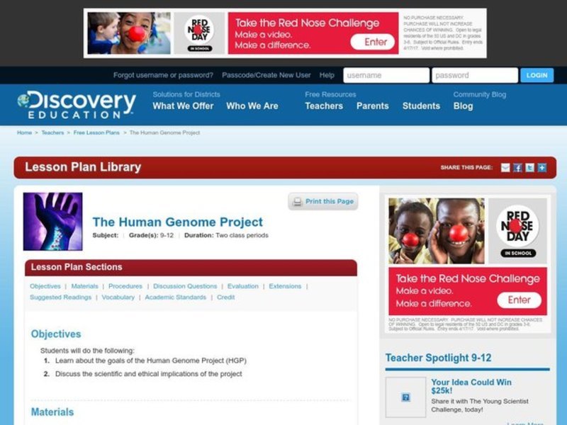 Human Genome Project Lesson Plan