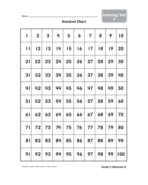 Hundred Chart Organizer