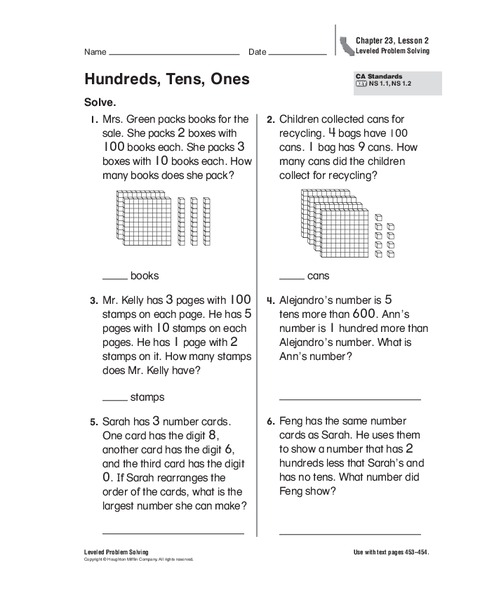 Hundreds, Tens, Ones Worksheet