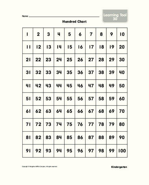 Hundred Chart Worksheet