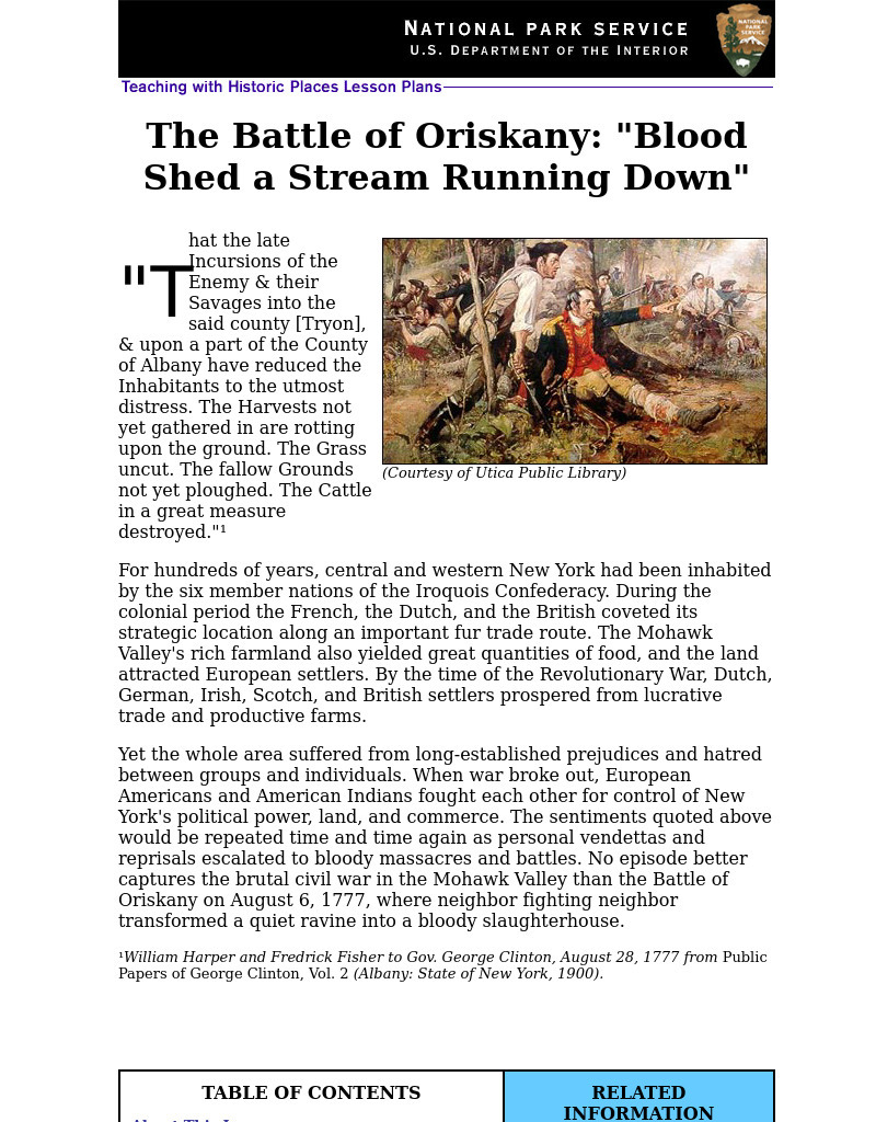 Revolutionary War: The Battle of Oriskany Lesson Plan