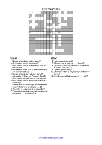 Hydrocarbons Worksheet