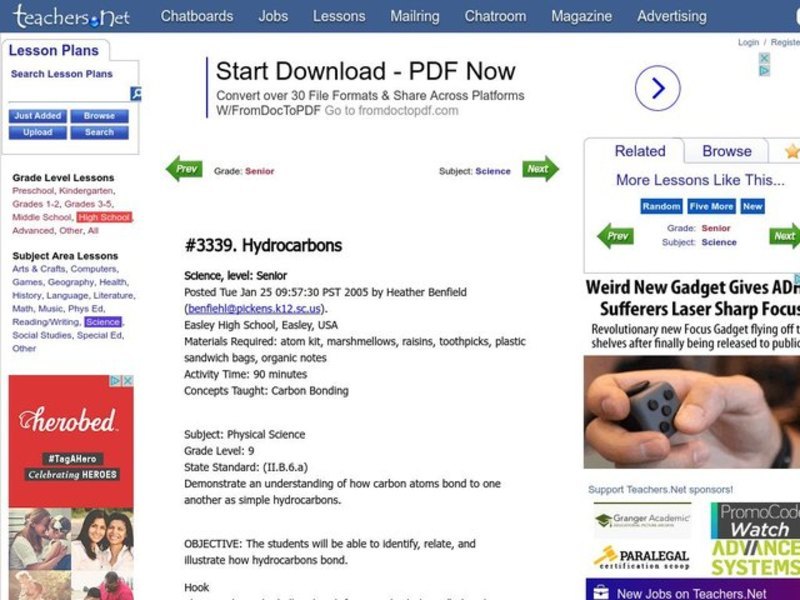 Hydrocarbons Lesson Plan
