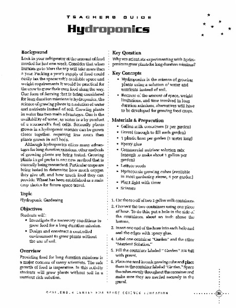 Hydroponics Lesson Plan