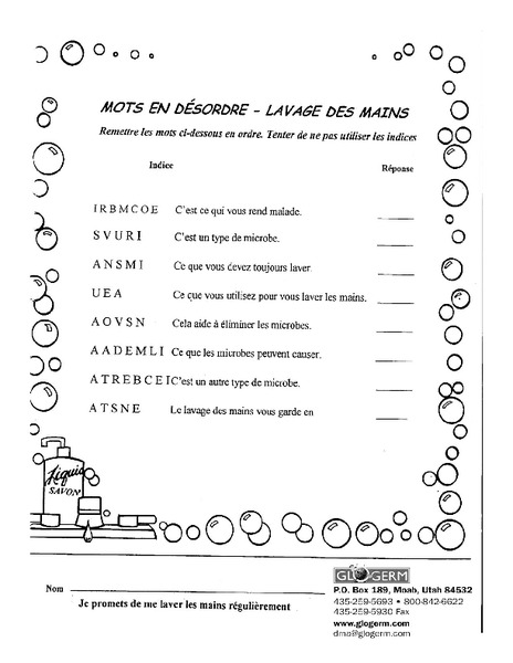 Hygiene Worksheet