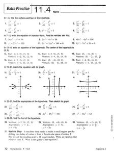 Hyperbola Worksheet