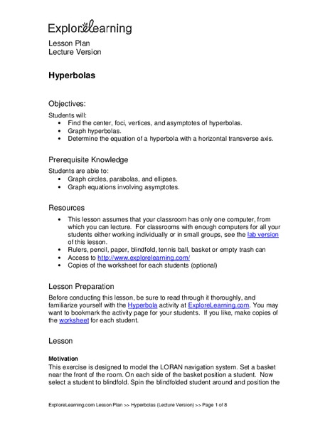 Hyperbolas Lesson Plan