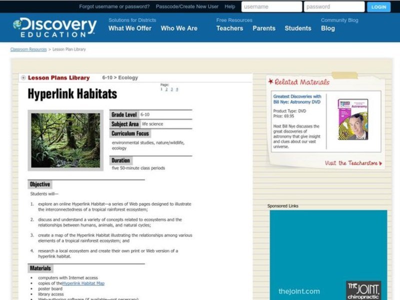 Hyperlink Habitats Lesson Plan
