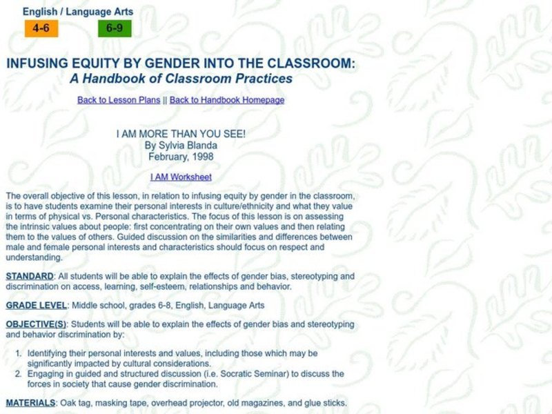 I Am More Than You See Lesson Plan