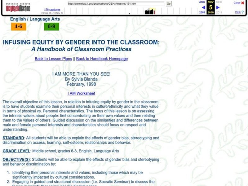 I Am More Than You See Lesson Plan