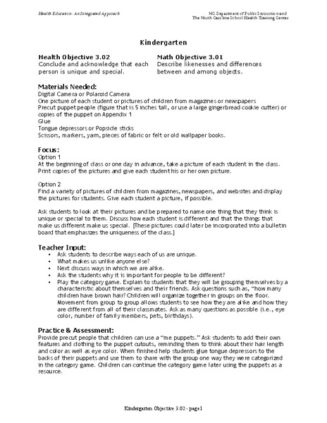 I Am Special Lesson Plan