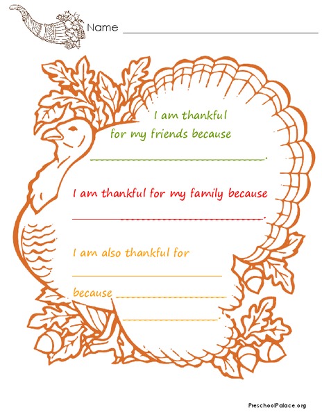 I Am Thankful Lesson Plan