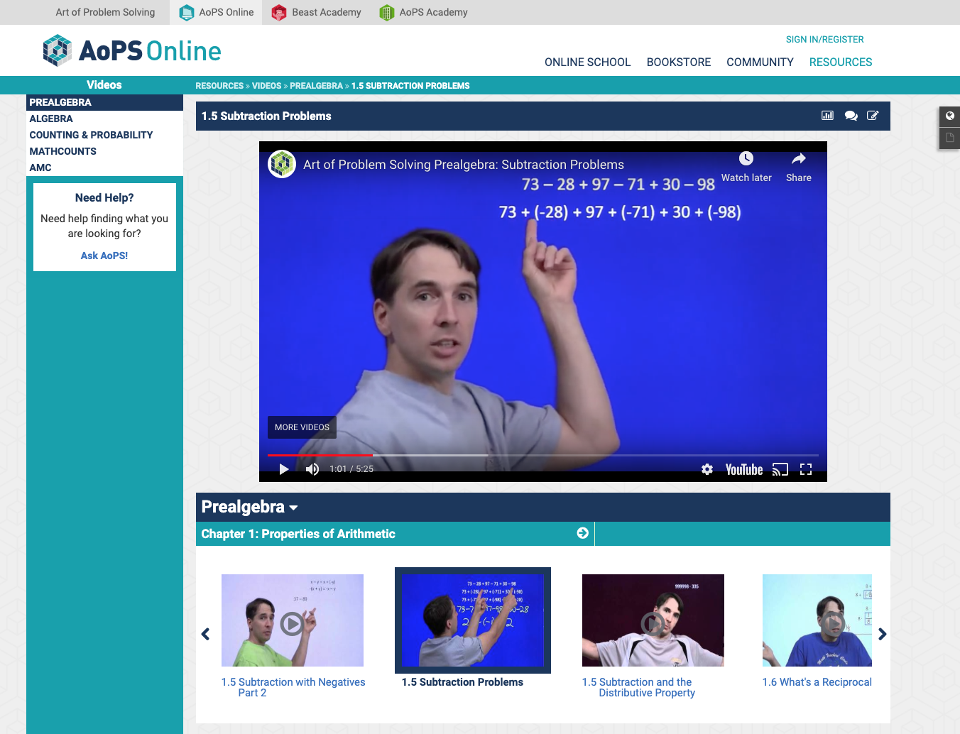 Subtraction Problems Instructional Video