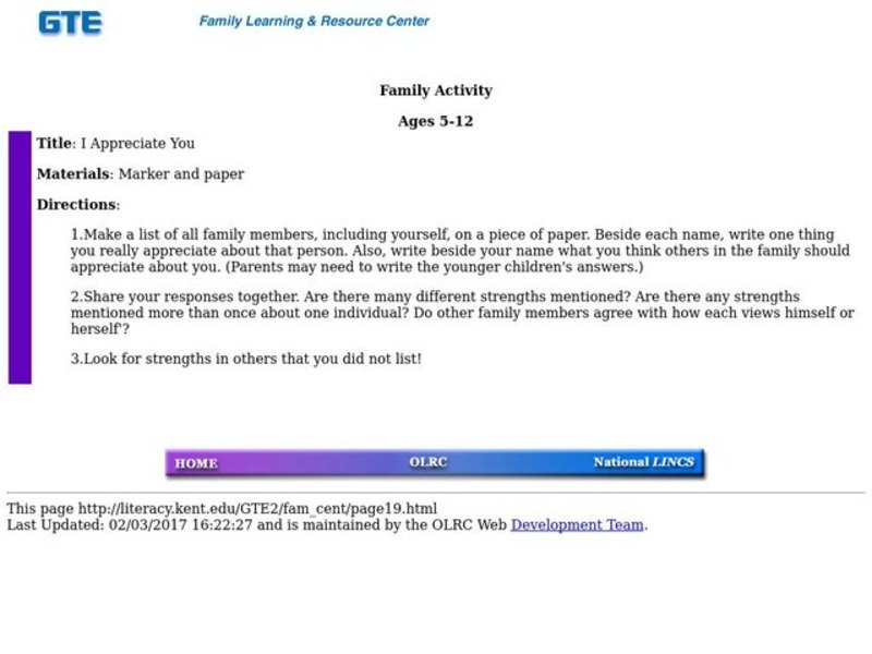 I Appreciate You Lesson Plan