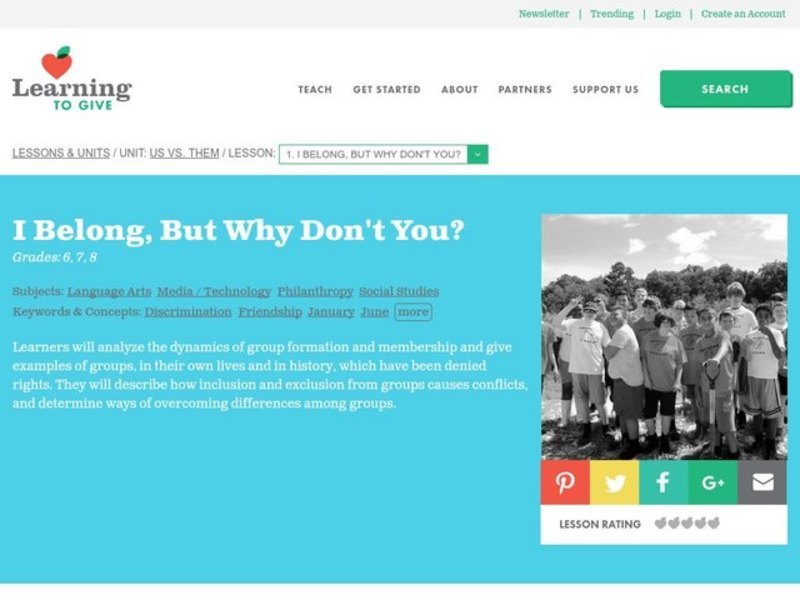 I Belong, But Why Don't You? Lesson Plan