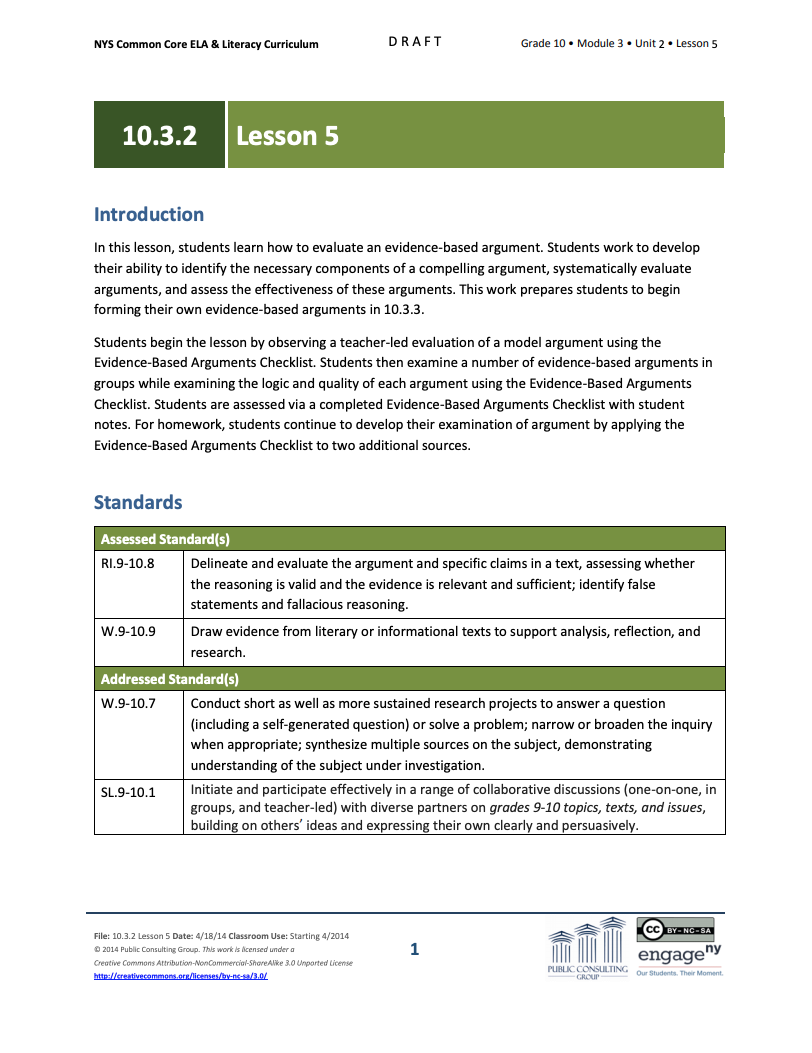 Grade 10 ELA Module 3: Unit 2, Lesson 5 Lesson Plan